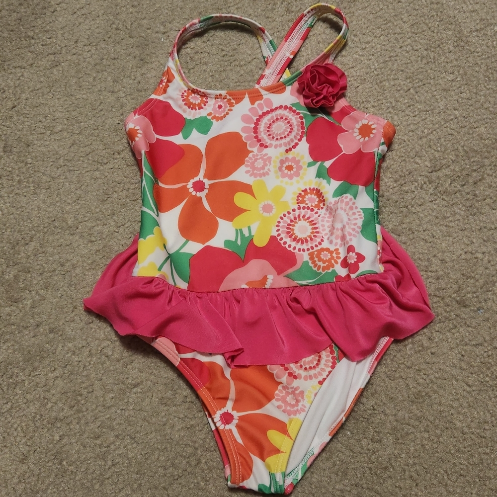 Gymboree Bathing Suit - Bright flowers - Used Size 5-6
